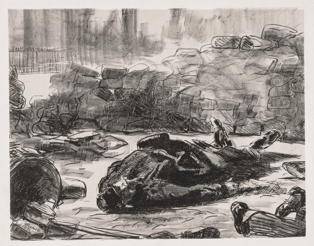 Bürgerkriegsszene der Kommune von Paris, 1871 von Édouard Manet