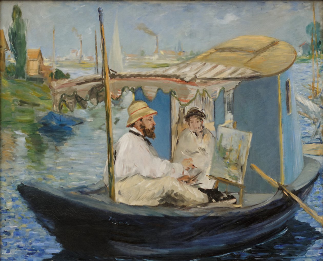 Claude Monet malt in seinem Atelierboot von Édouard Manet