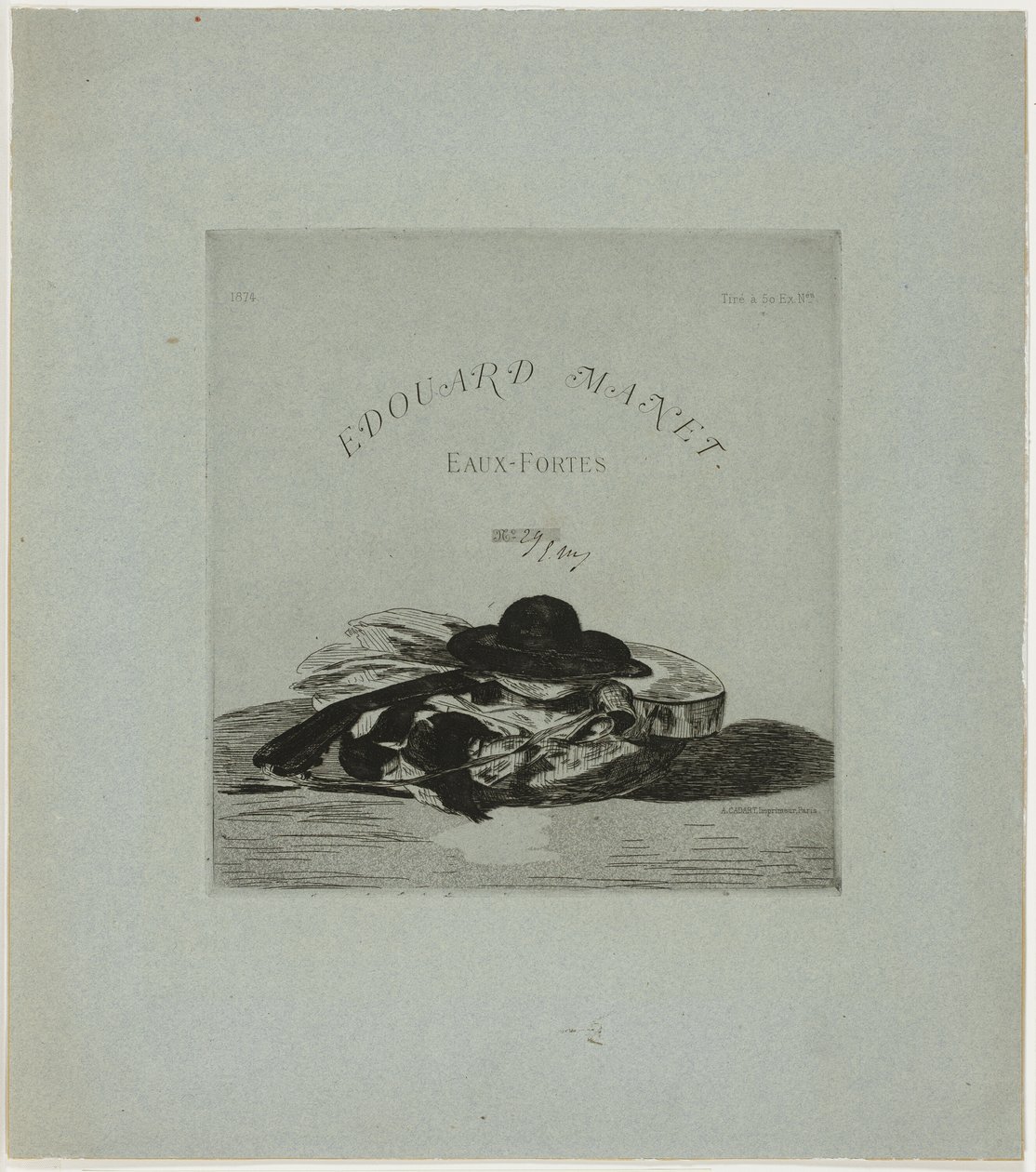 Hut und Gitarre, Frontispiz für die Ausgabe von vierzehn Radierungen von Édouard Manet