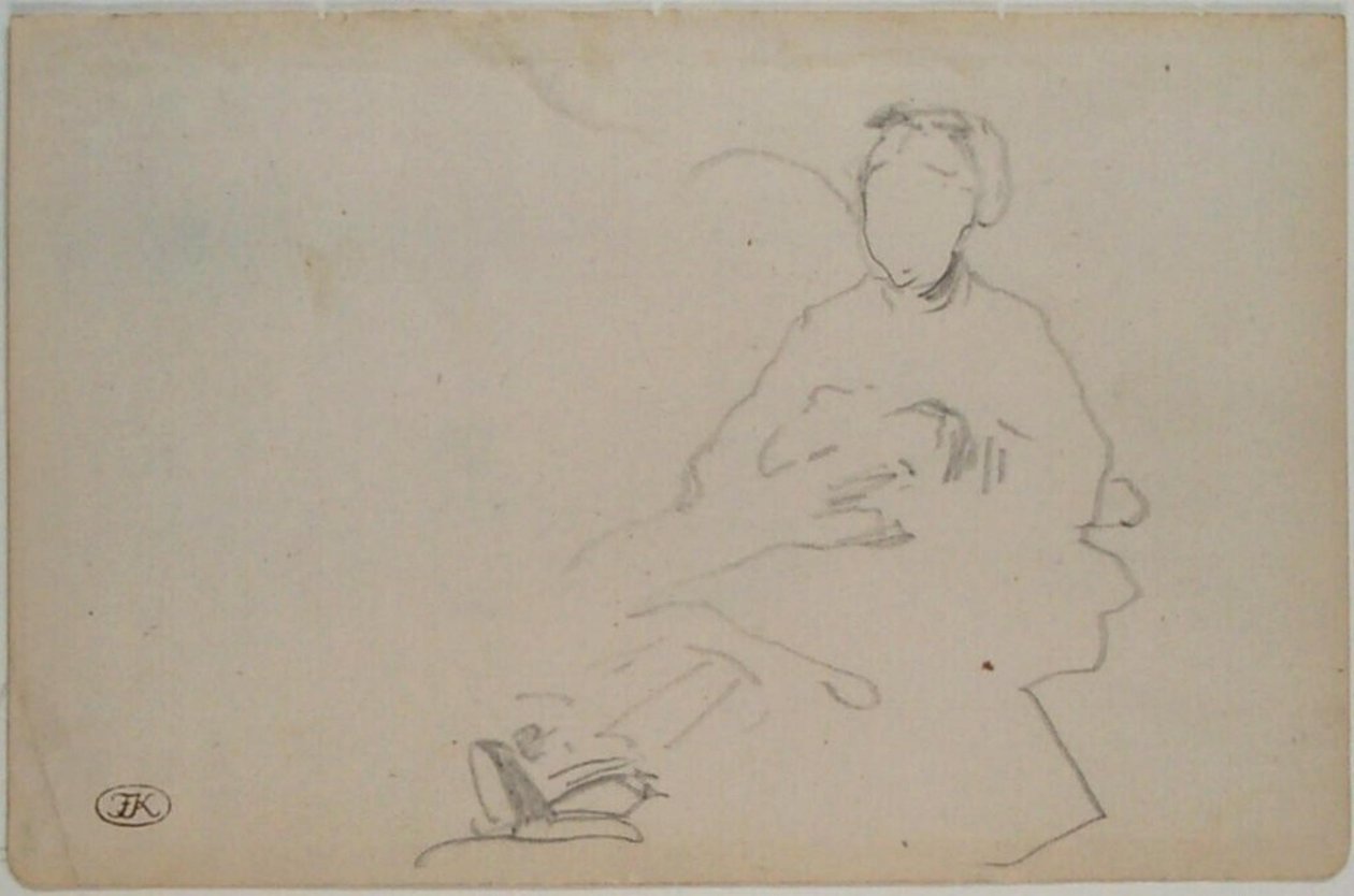 Manet - Skizze einer sitzenden Frau (Blatt aus einem Skizzenbuch), ca. 1864-1868 von Édouard Manet