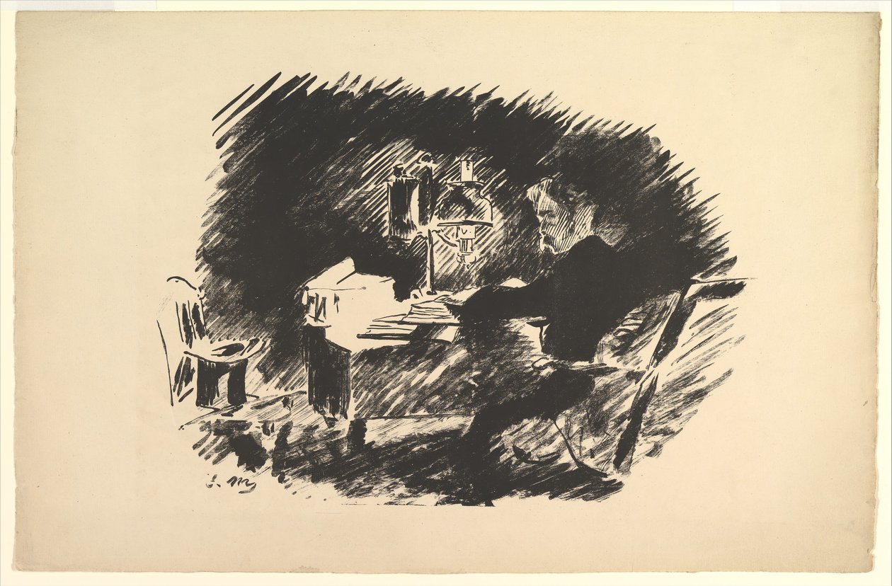 Es war einmal ein düsteres Mitternacht. Illustration zu Der Rabe von Edgar Allan Poe von Édouard Manet
