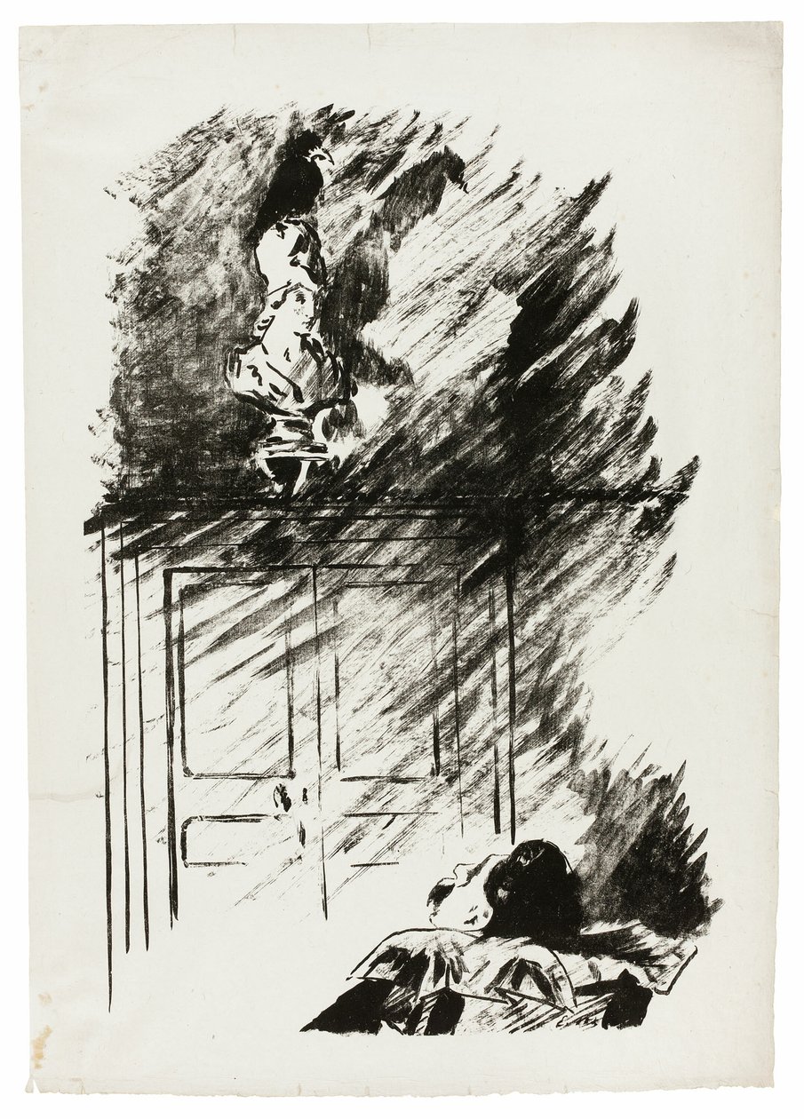 Der Rabe auf der Büste von Pallas ("Auf einer Büste von Pallas sitzend..."), aus Der Rabe (Le Corbeau) von Édouard Manet