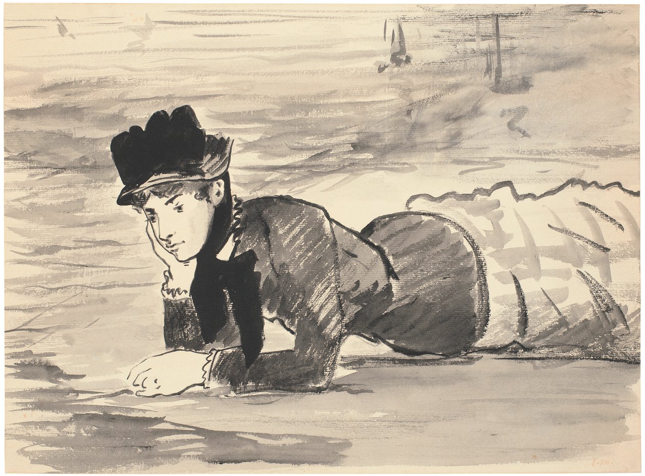 Frau, die am Strand liegt. Annabel Lee, ca. 1881 von Édouard Manet