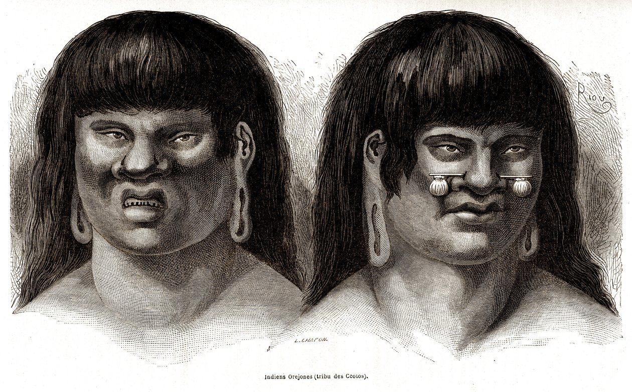 Paar peruanischer Orejones-Indianer (Ccotos-Stamm) von Edouard Riou