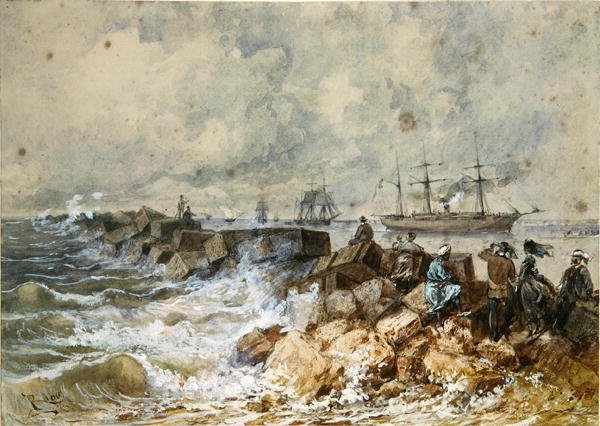 Der Suezkanal, aus einem Souveniralbum zur Erinnerung an die Reise der Kaiserin Eugenie (1827-1920) zur Einweihung 1869 von Edouard Riou