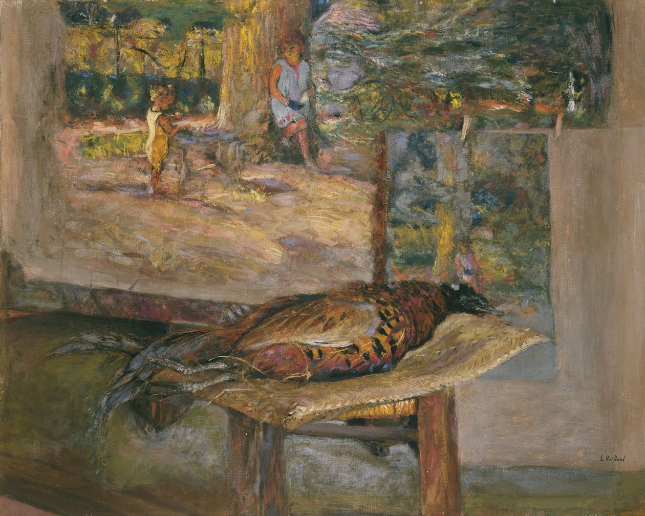 Interieur mit Gemälden und einem Fasan, 1928 von Edouard Vuillard