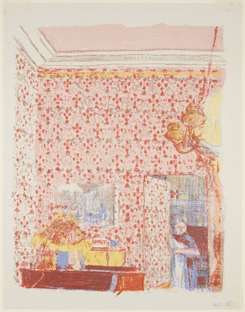 Landschaften und Innenräume: Innenraum mit rosa Tapete I von Edouard Vuillard