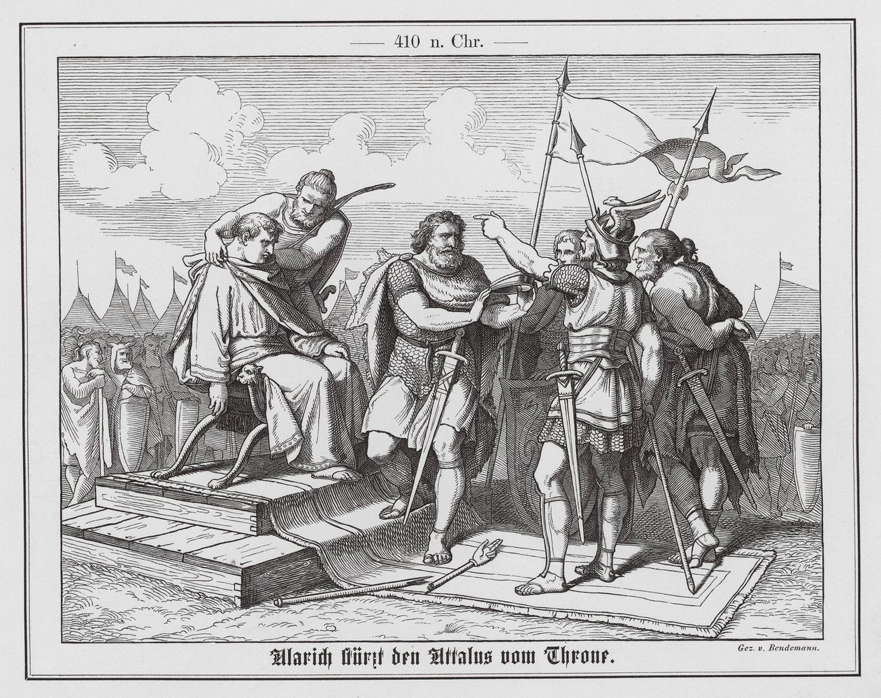 Alarich I. entthront den römischen Kaiser Attalus, 410 von Eduard Bendemann
