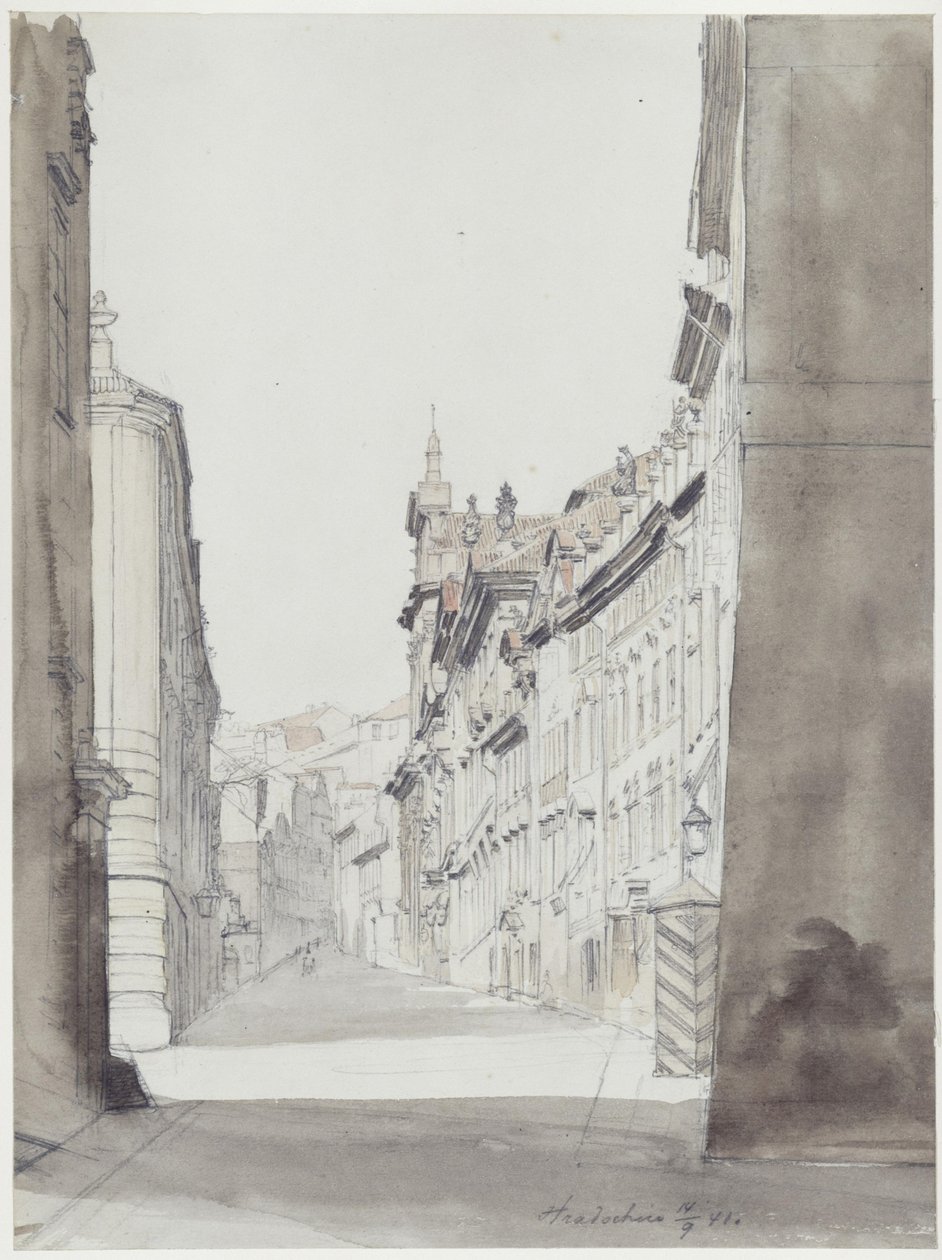 Straße im Hradschin in Prag von Eduard Gaertner
