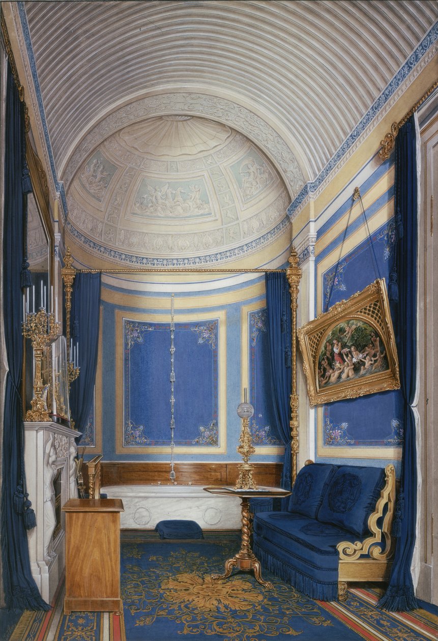 Innenräume des Winterpalastes. Das Badezimmer der Kaiserin Maria Alexandrowna, 1850er Jahre von Eduard Hau
