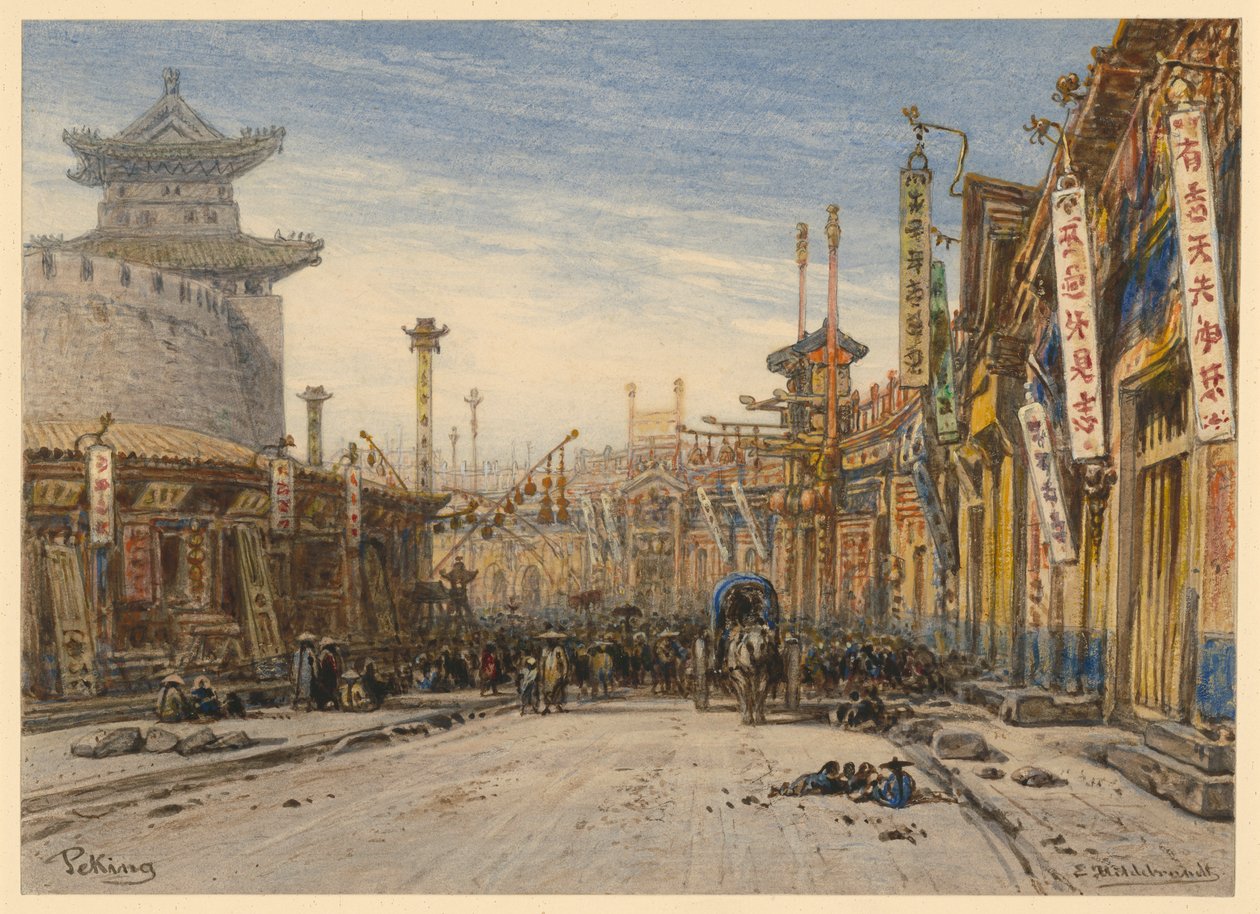 Straße in Peking von Eduard Hildebrandt