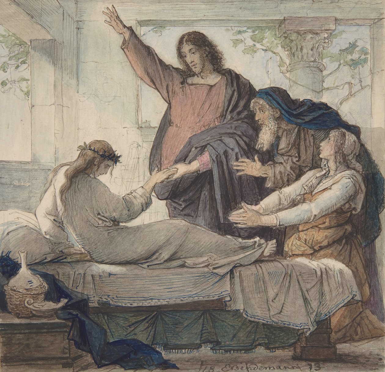 Die Auferweckung der Tochter des Jairus, 1873 von Eduard Julius Friedrich Bendemann