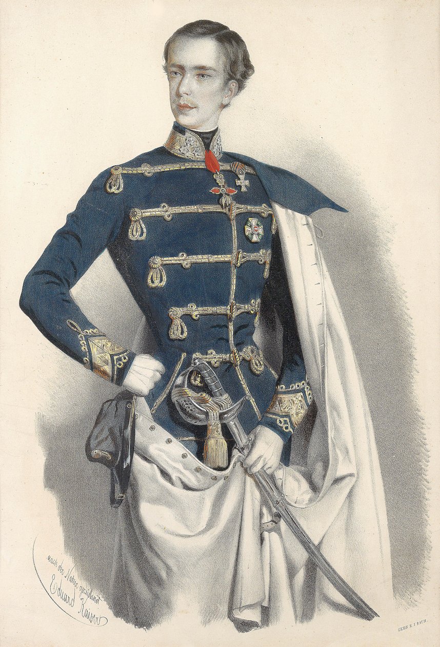 Porträt von Kaiser Franz Joseph I. von Österreich, in ungarischer Uniform, ca. 1850 von Eduard Kaiser