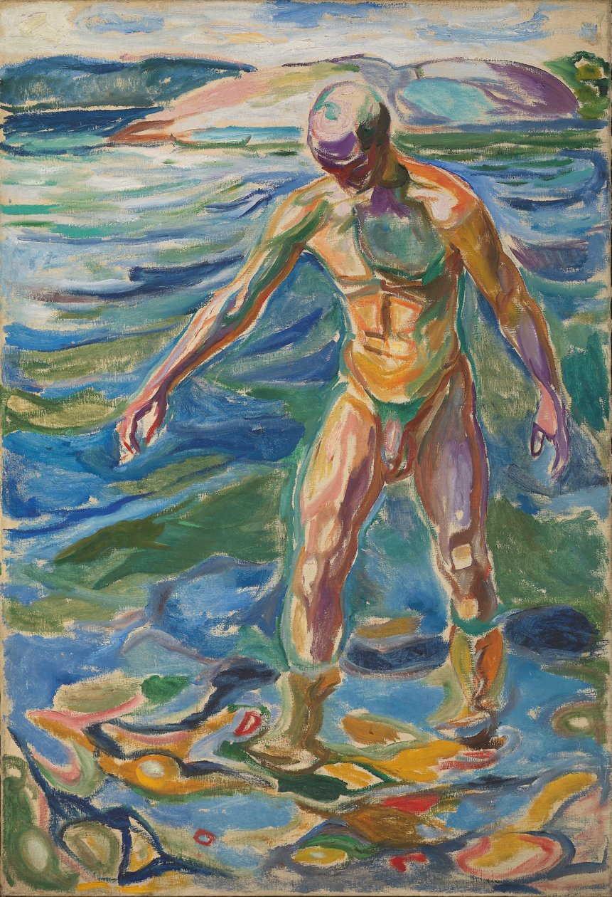 Badender Mann von Edvard Munch: hochwertiger Kunstdruck