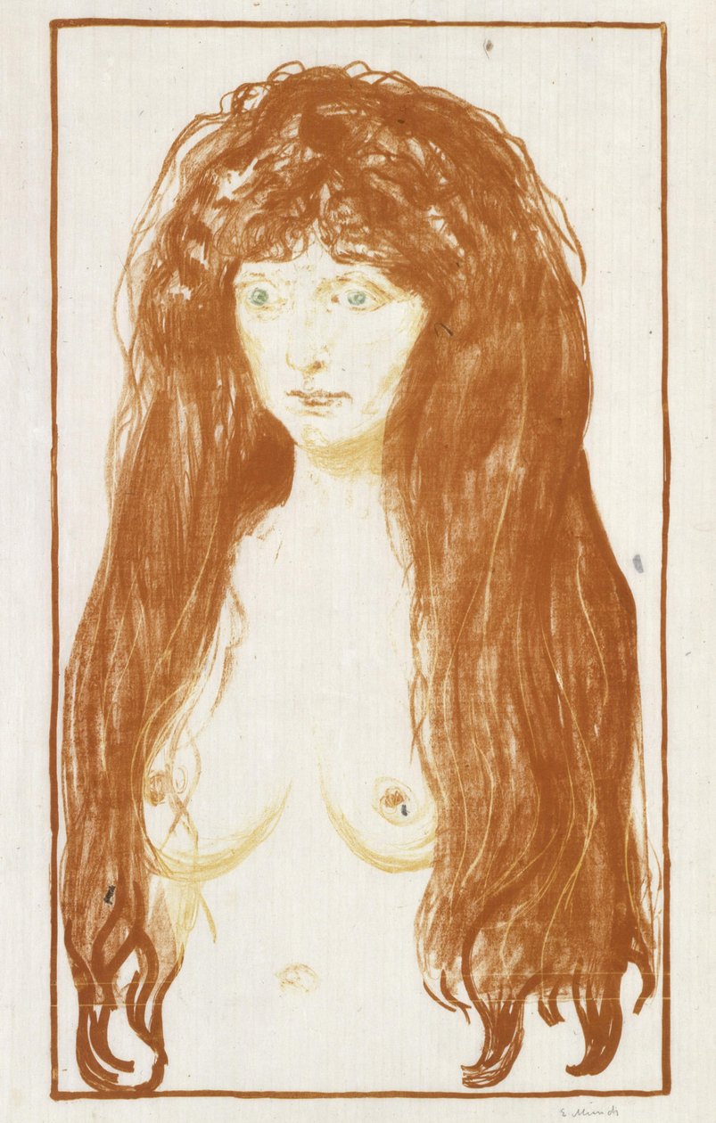 Die Sünde (Mädchen mit rotem Haar und grünen Augen) von Edvard Munch