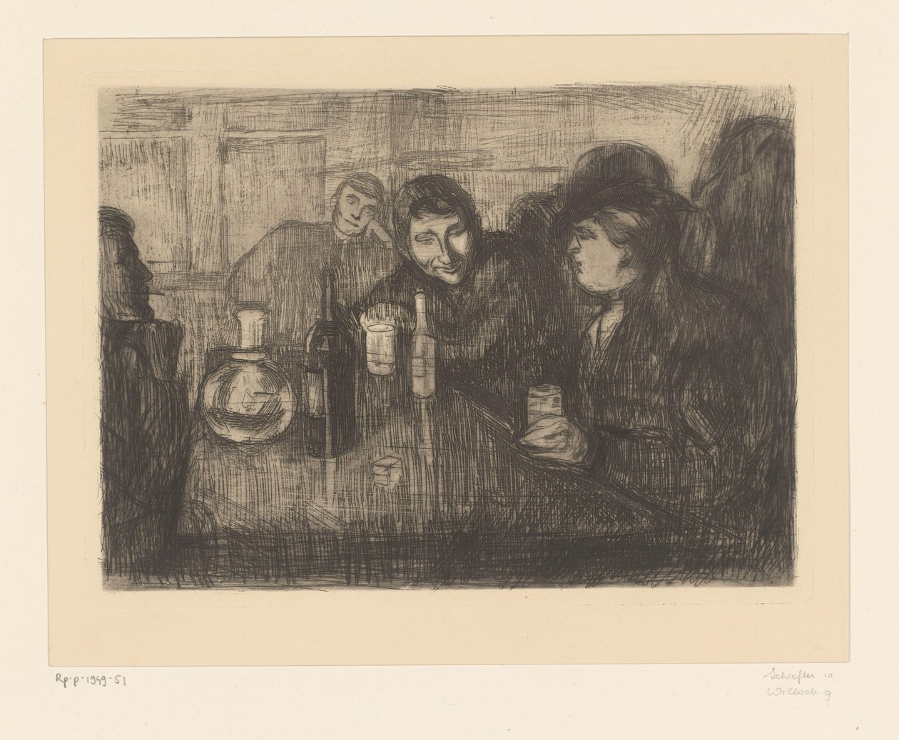 Männer an einem Tisch in einem Café von Edvard Munch