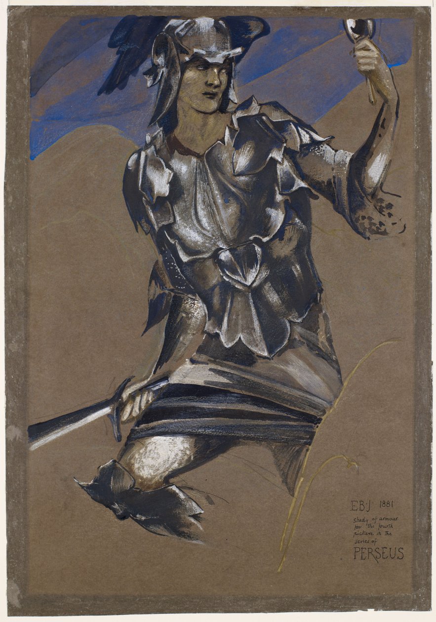 Die Perseus-Serie - Studie von Perseus in Rüstung für Das Finden der Medusa von Edward Burne Jones