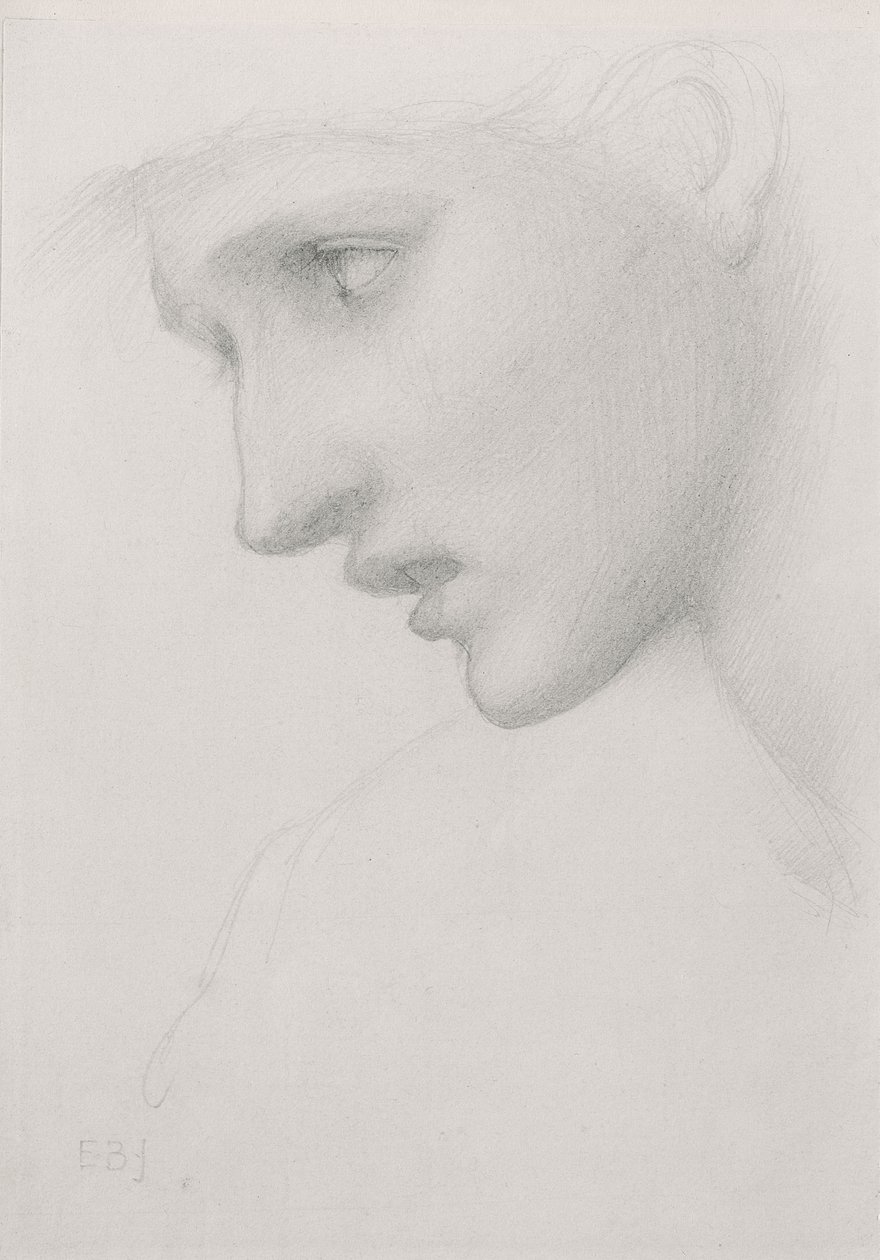 Weiblicher Kopf im Profil nach links von Edward Burne-Jones