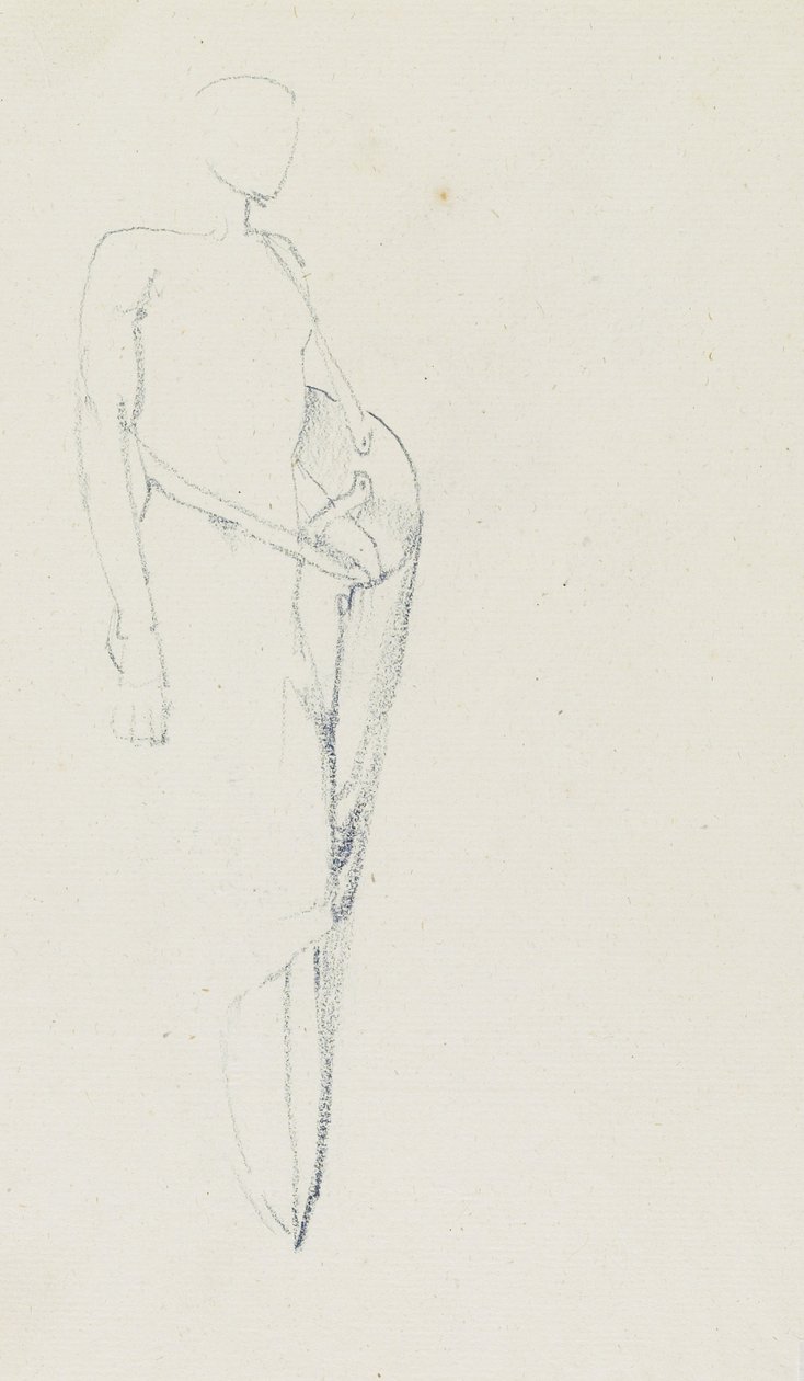 Studie eines Mannes mit Schild (recto) und weiblicher Torso, Rücken (verso), Seiten 81 und 82 aus einem Studienbuch, ca. 1880-1890 von Edward Burne Jones