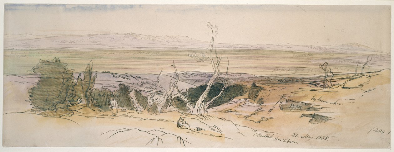 Baalbek aus dem Libanon, 1858 von Edward Lear