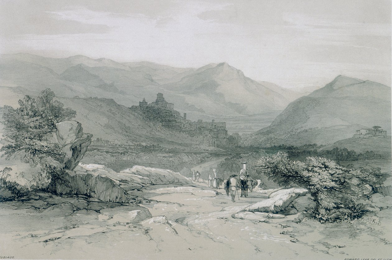 Ansichten von Rom und seiner Umgebung: Stadt und Tal von Subiaco von Edward Lear