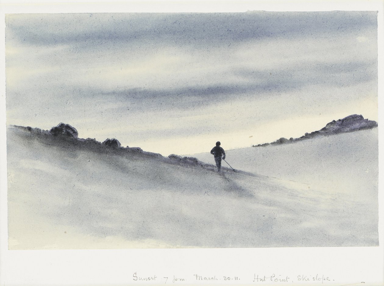 Sonnenuntergang, 19 Uhr, 30. März 1911, Hut Point, Skihang von Edward Adrian Wilson