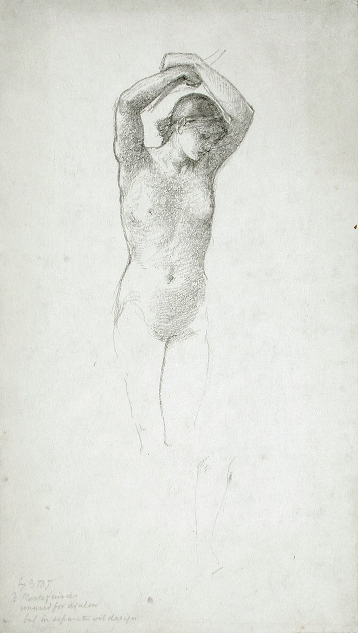 Stehender weiblicher Akt mit erhobenen Armen von Edward Burne-Jones