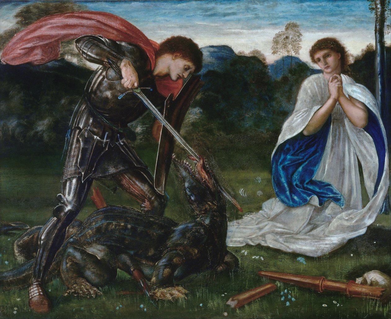 Der Kampf: St. Georg tötet den Drachen VI von Edward Burne-Jones