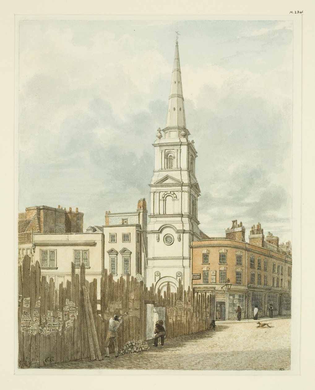 Christ Church vom Exchange mit dem geräumten Gelände für den Bau des neuen Rathauses von Edward Cashin