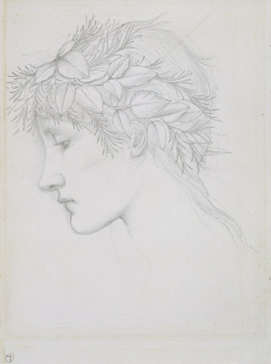 Mit Blättern gekröntes Haupt, ca. 1897 von Edward Coley Burne Jones