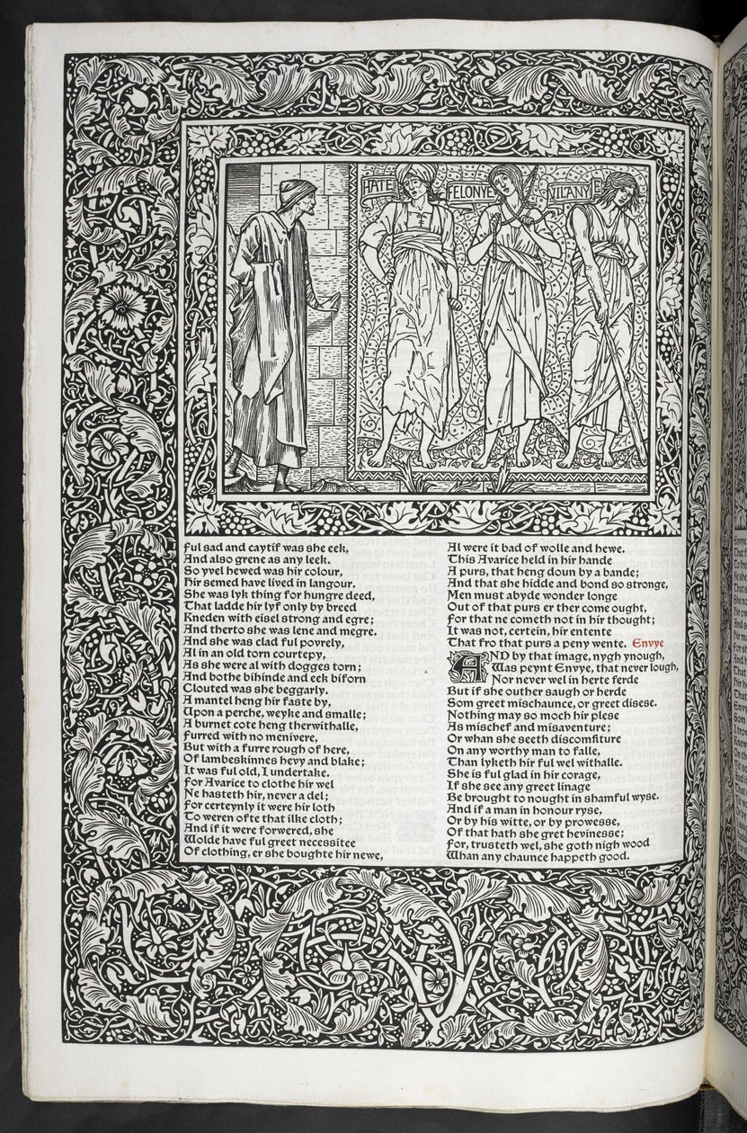 Die Werke von Geoffrey Chaucer, neu gedruckt mit Bildern von Sir Edward Burne-Jones von Edward Coley Burne Jones