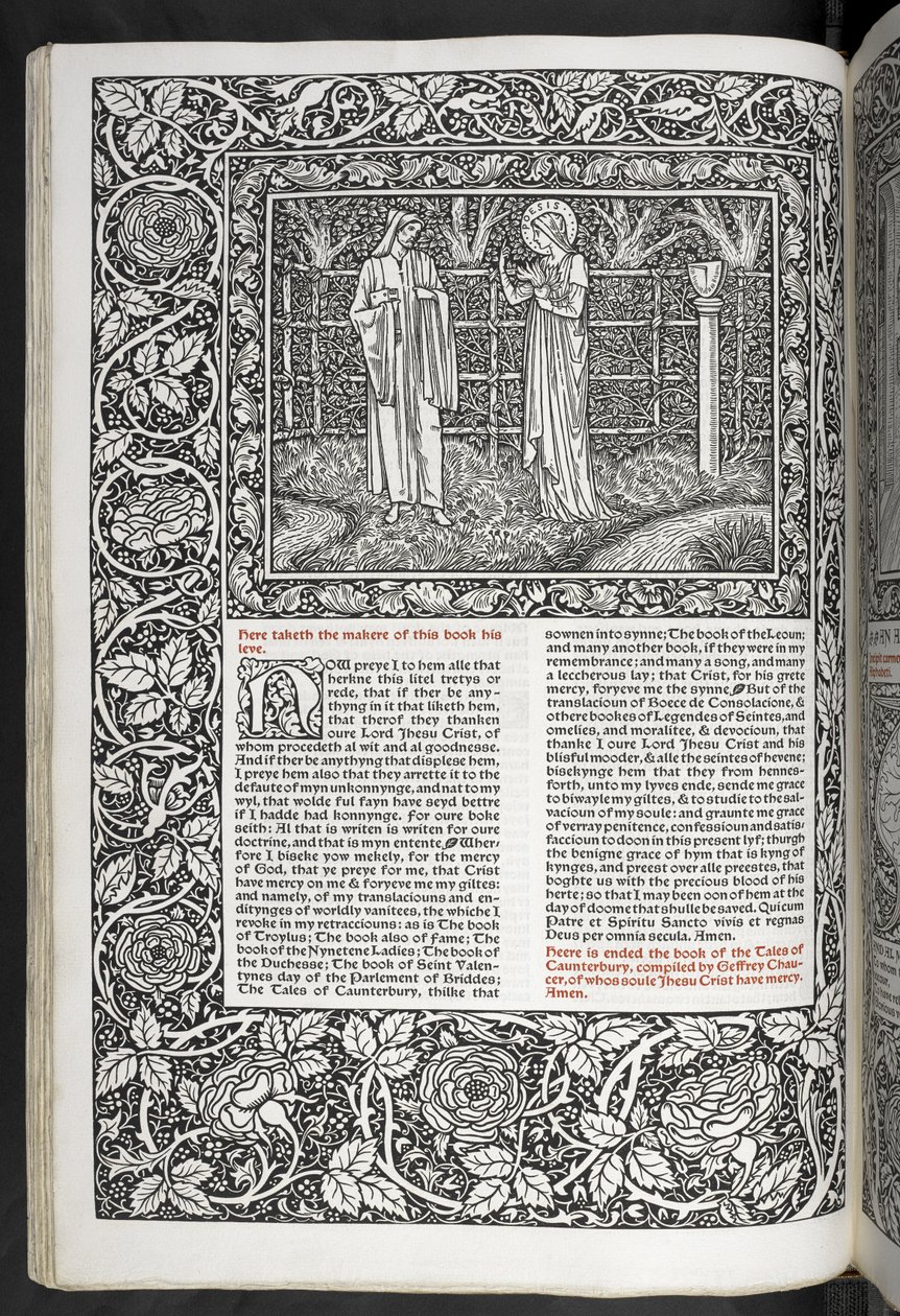 Die Werke von Geoffrey Chaucer, neu gedruckt mit Bildern von Sir Edward Burne-Jones von Edward Coley Burne Jones