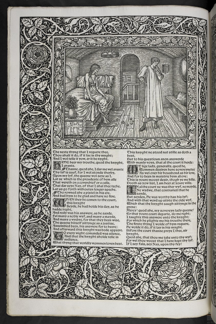Die Werke von Geoffrey Chaucer, neu gedruckt mit Bildern von Sir Edward Burne-Jones von Edward Coley Burne Jones