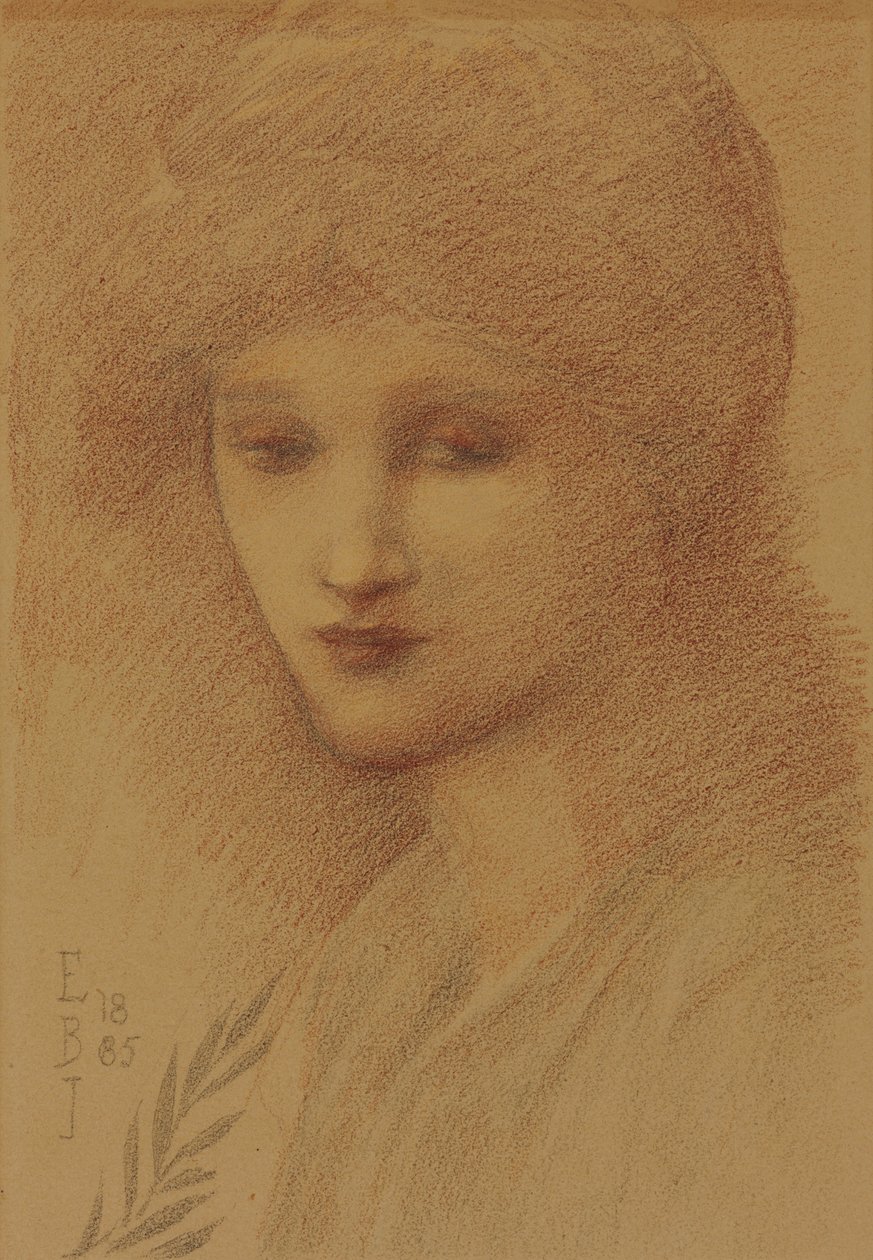 Porträt von Laura Lyttelton, geborene Tennant, mit gesenktem Blick, 1885 von Edward Burne Jones