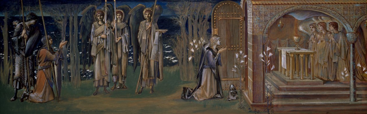 Studie für den Wandteppich "Die Erreichung des Heiligen Grals", ca. 1894 von Edward Burne Jones