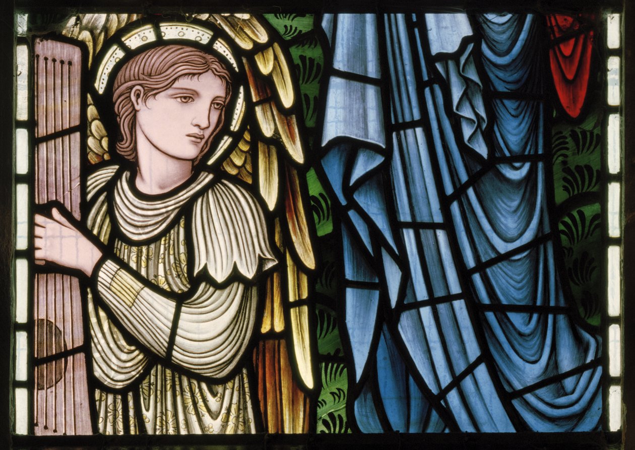 Engel des Paradieses, Engel Musiker (Detail, 1902-1914) von Edward Coley and Dearle Burne Jones