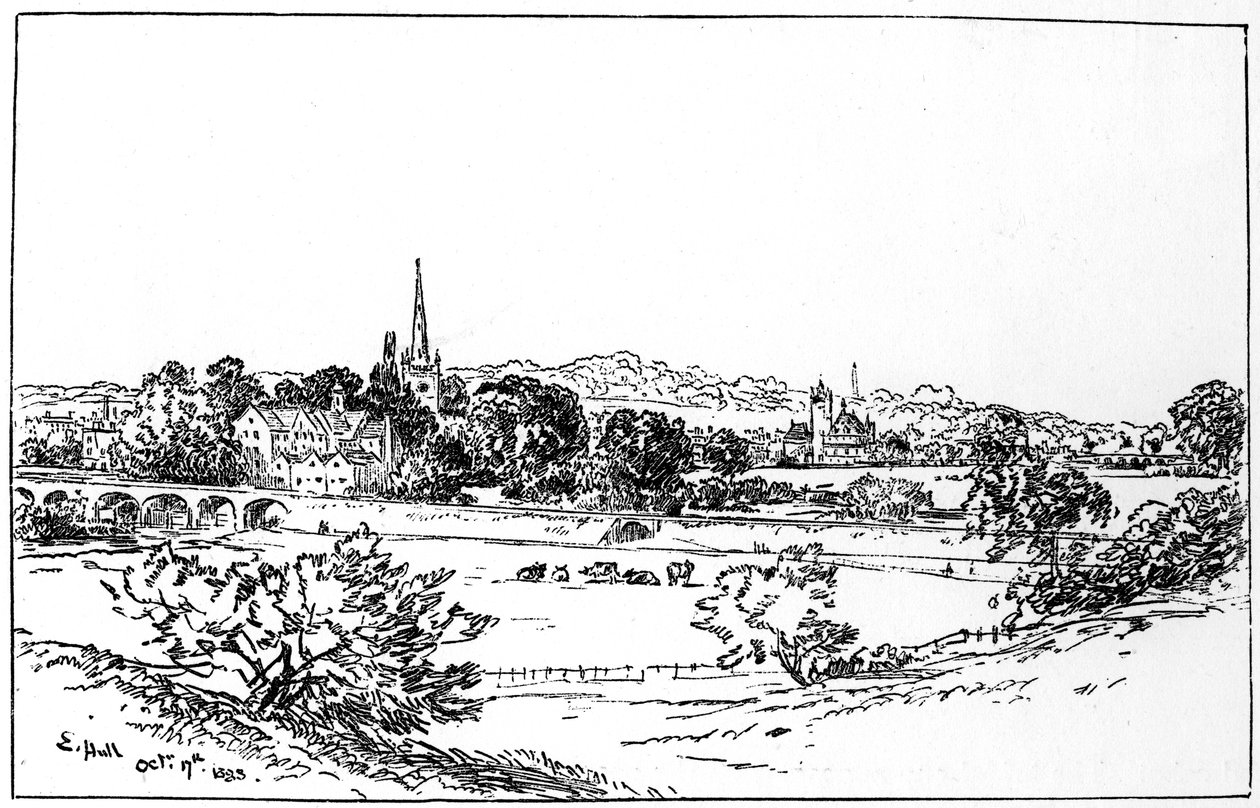 Stratford-upon-Avon, Warwickshire, vom Südosten gesehen, 1885 von Edward Hull