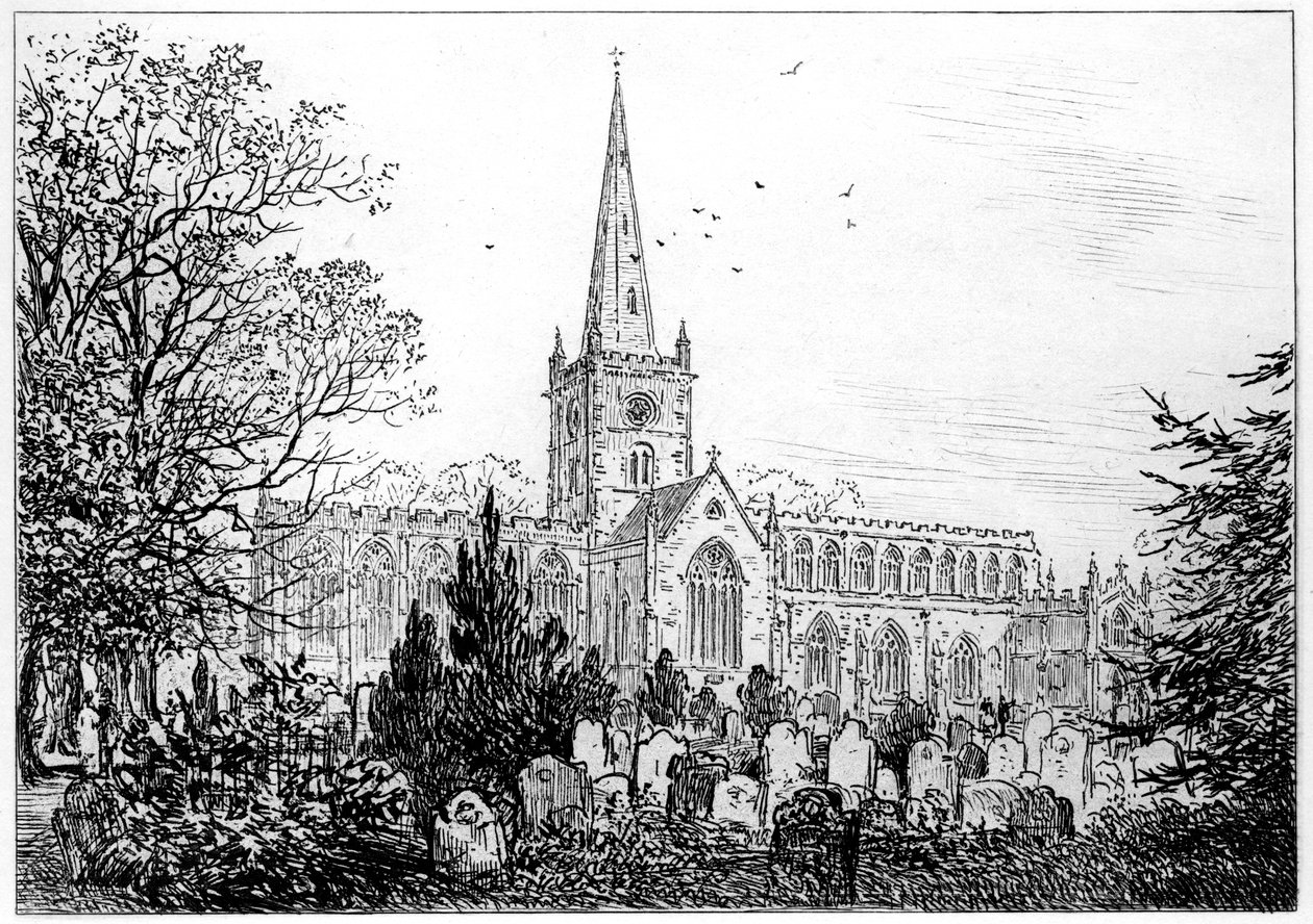 Stratford-Kirche von Norden gesehen, Stratford-upon-Avon, Warwickshire, 1885 von Edward Hull