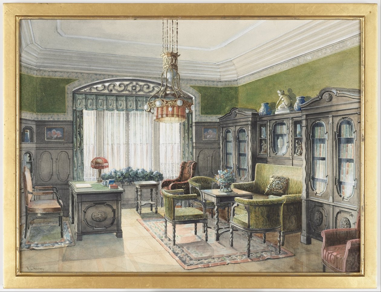 Bibliotheksinterieur von Edward Lamson Henry