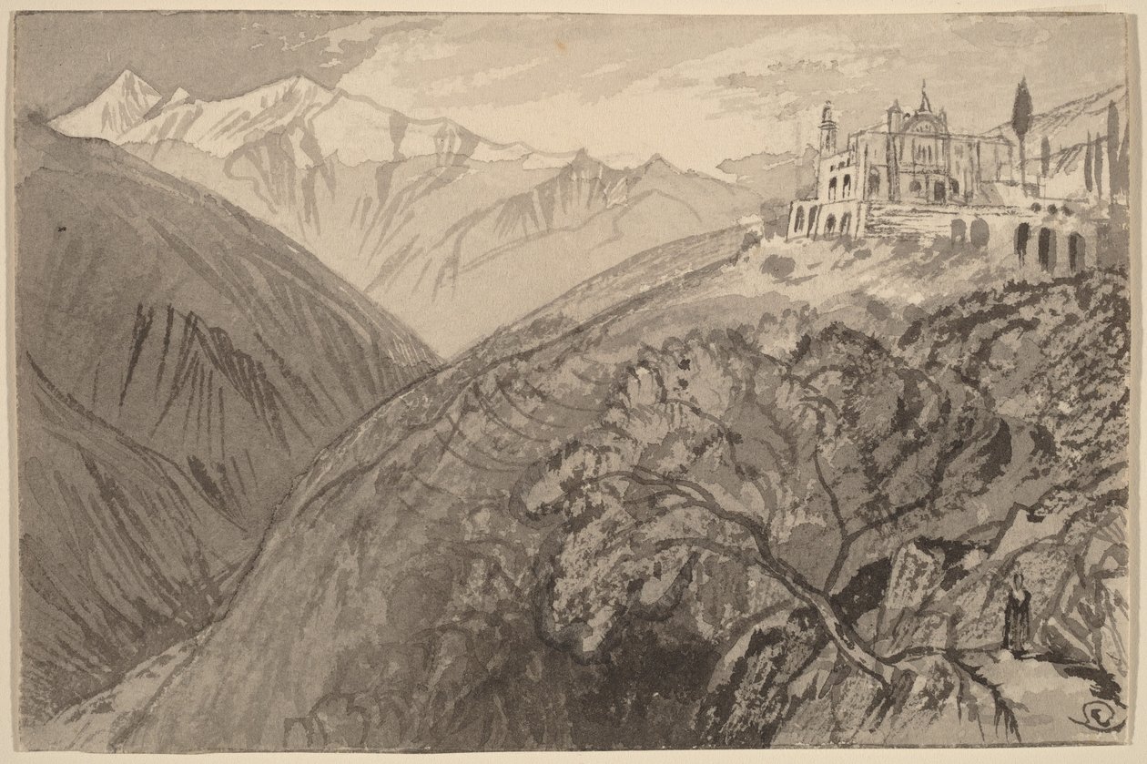 Eine Stadt auf einem Hügel (Heiligtum von Lampedusa) von Edward Lear