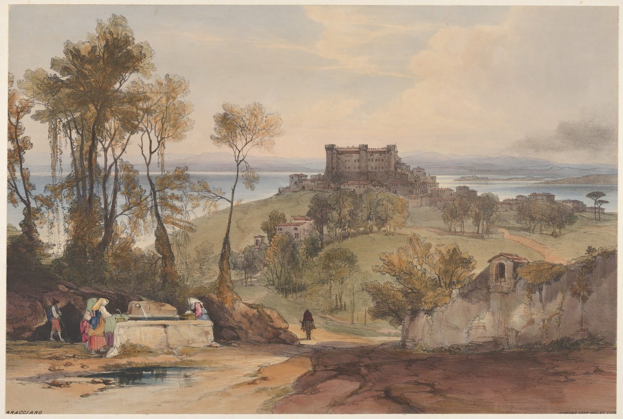 Bracciano Ansichten von Rom und seiner Umgebung, Tafel 2, 1841 von Edward Lear