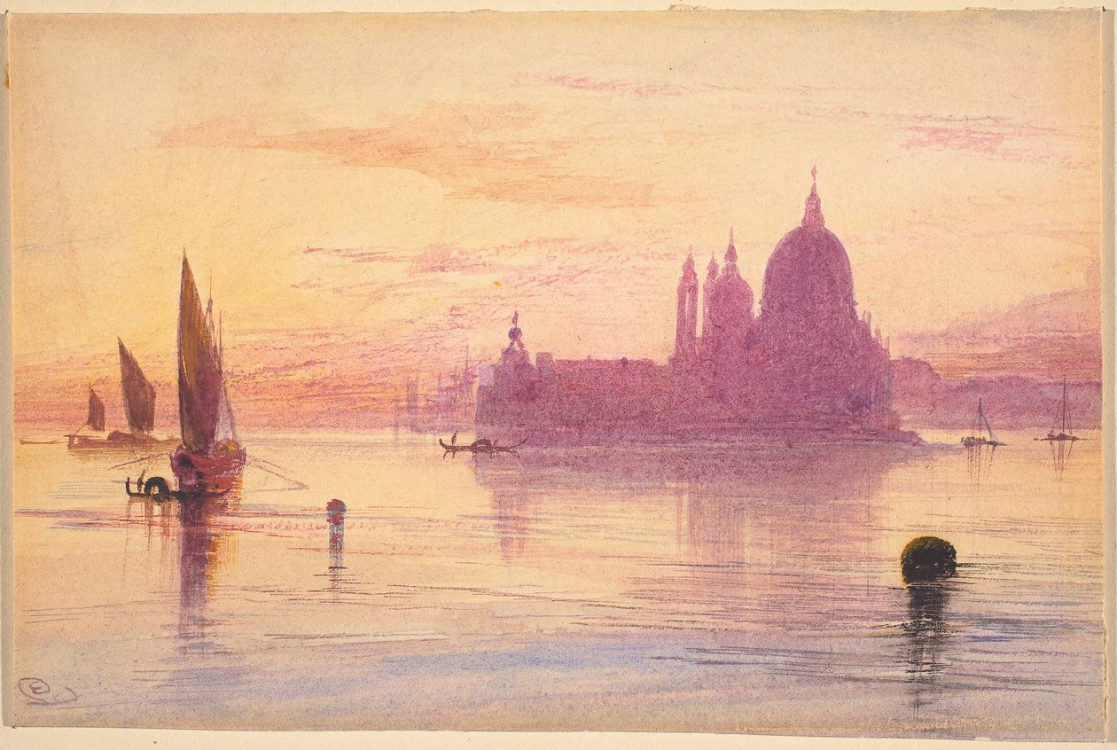 Santa Maria della Salute, Venedig, bei Sonnenuntergang, 1865-1884 von Edward Lear