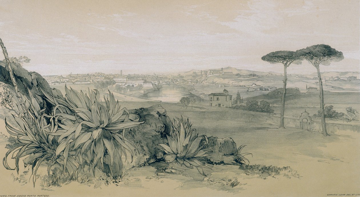 Ansichten von Rom und seiner Umgebung: Rom von einer Villa oberhalb der Porta Portese von Edward Lear