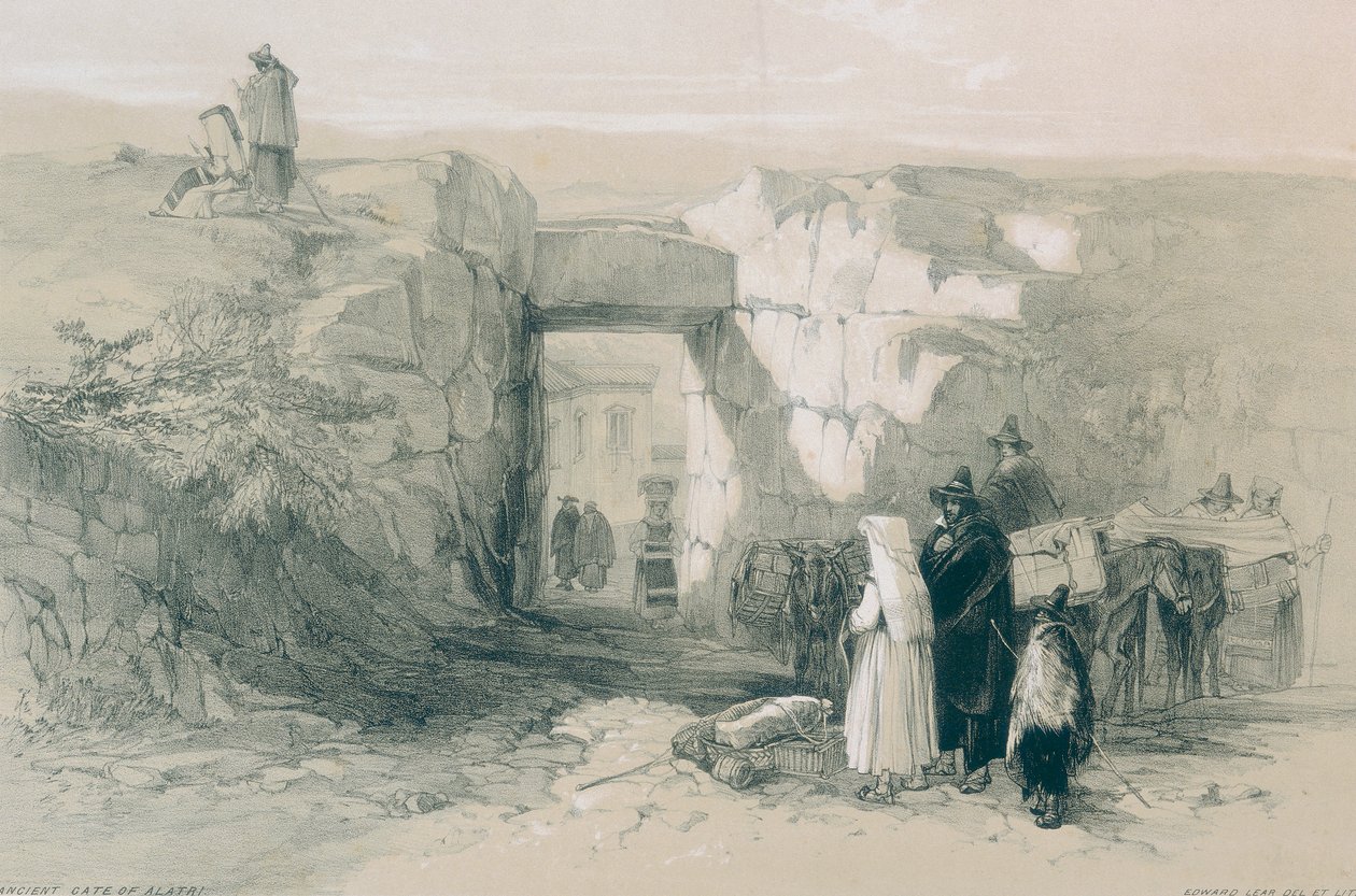 Ansichten von Rom und seiner Umgebung: Das antike kyklopische Tor von Alatri von Edward Lear