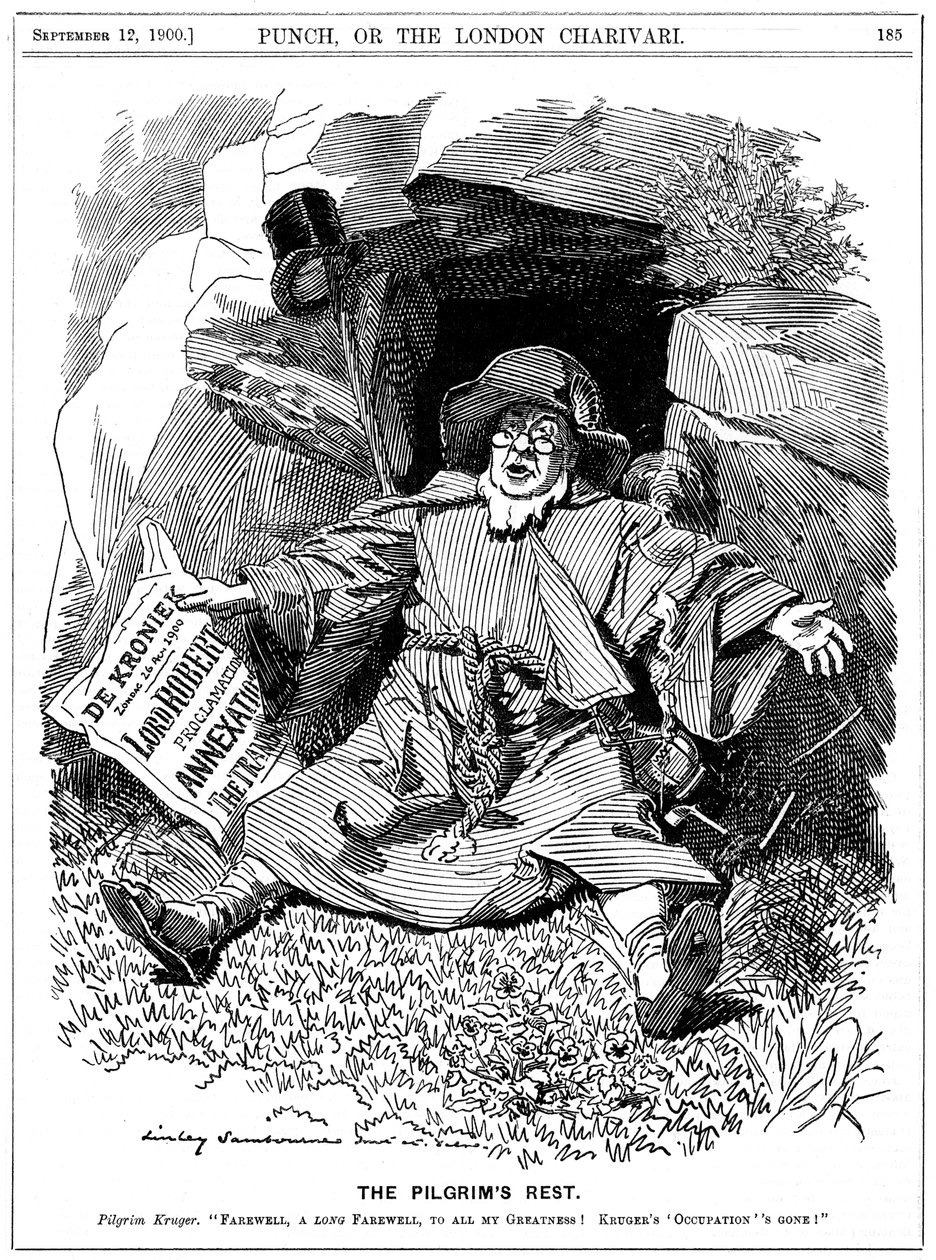 Die Pilger Rast, Karikatur von Paul Kruger, südafrikanischer Politiker, 1900 von Edward Linley Sambourne