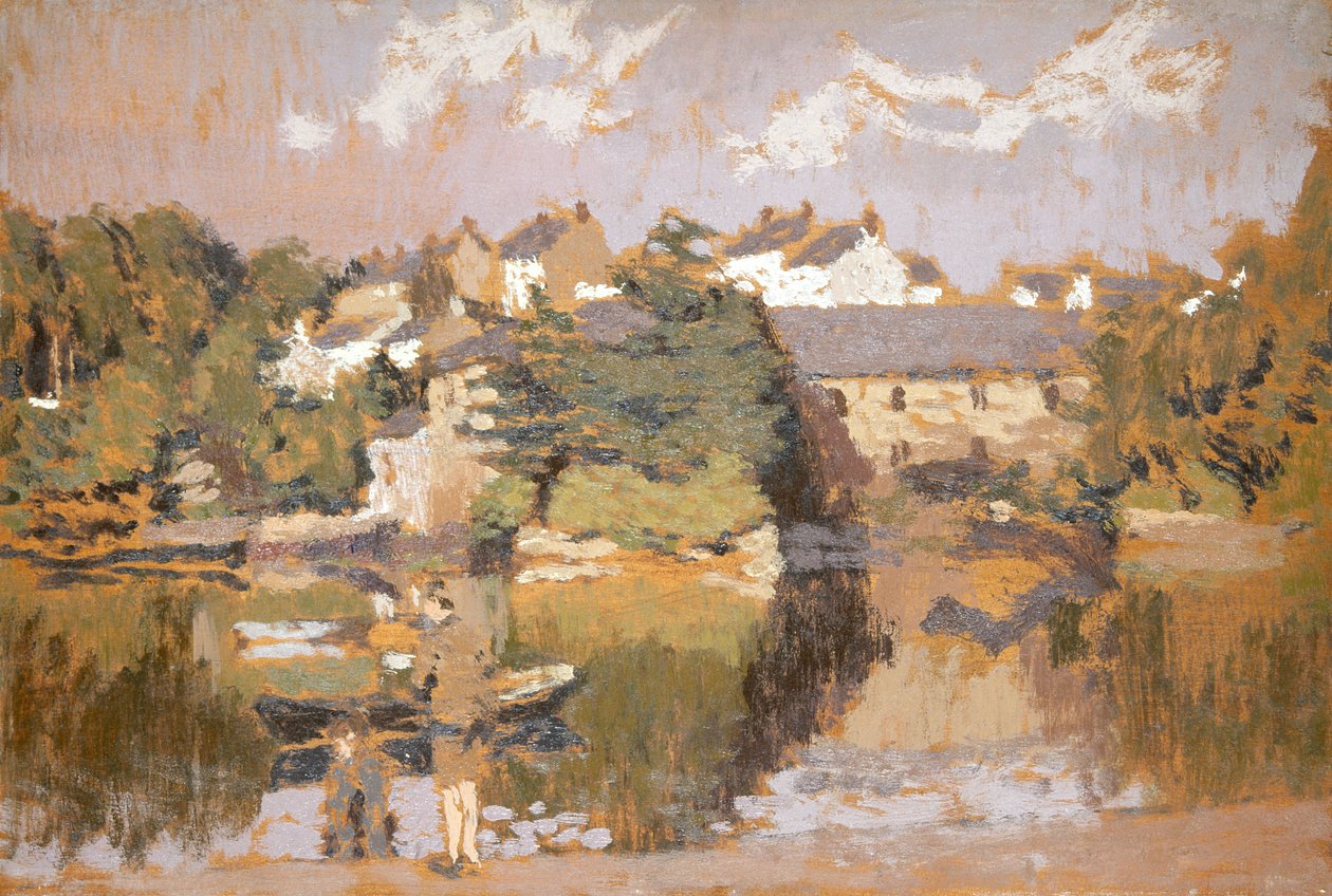 Gebäude an einem Fluss von Edward Morland Lewis