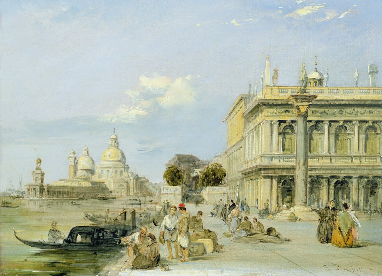 Blick auf die Dogana und Santa Maria della Salute von der Piazzetta, Venedig von Edward Pritchett