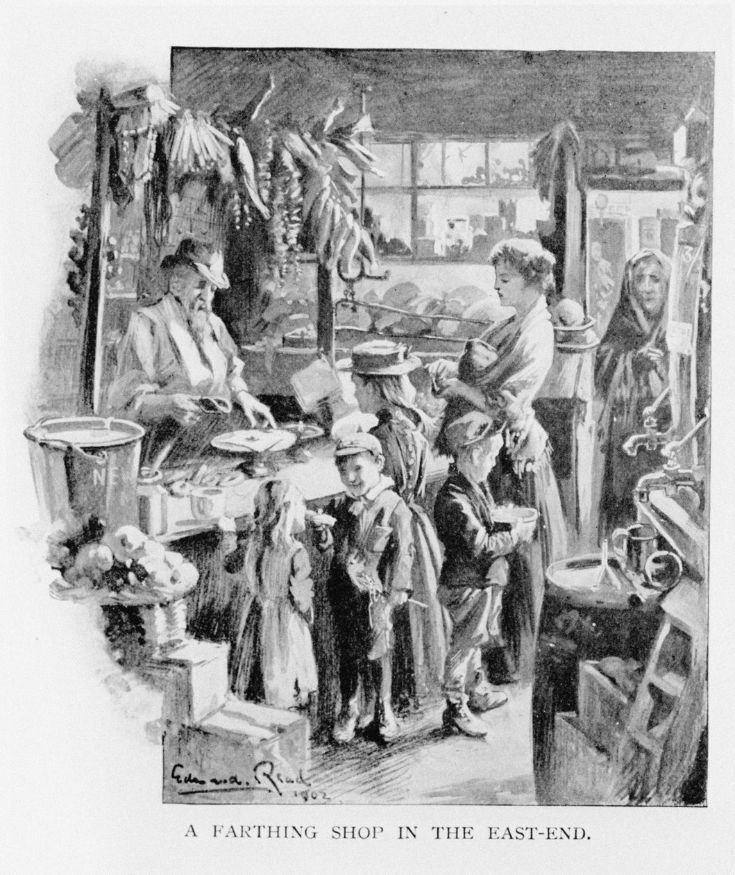 Ein Pfennigladen im East End, 1902 von Edward Read
