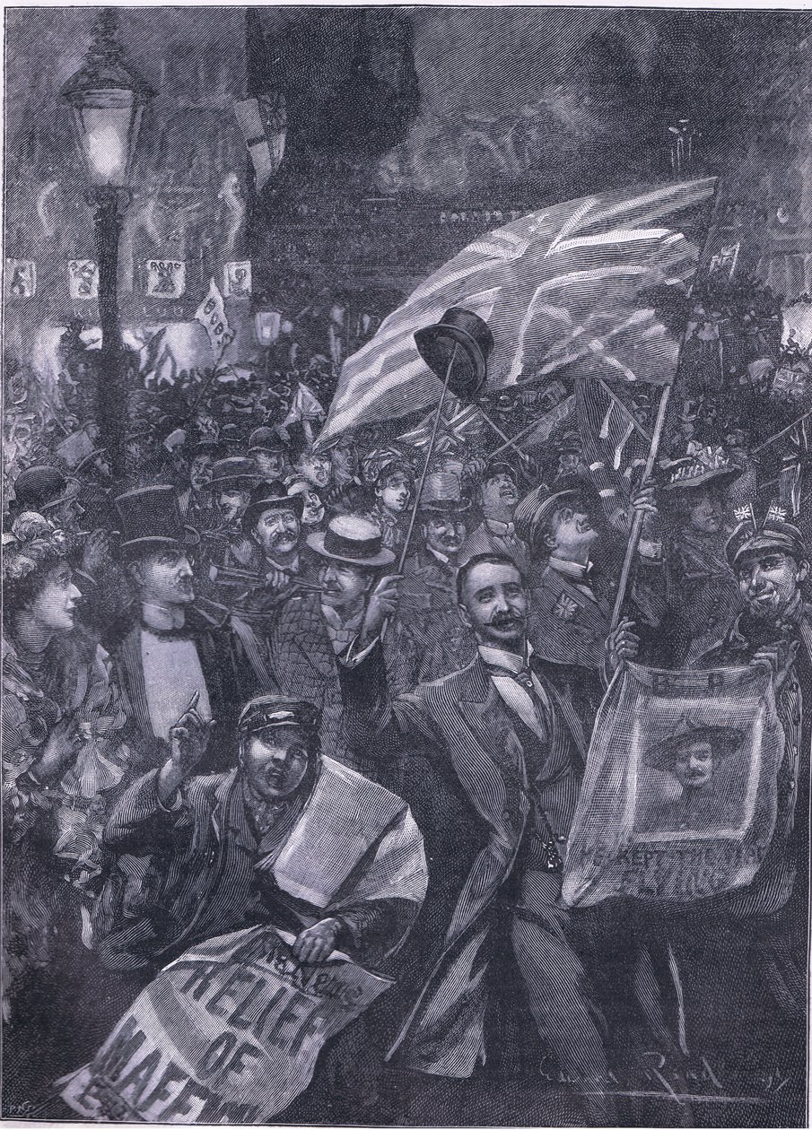 Mafeking-Nacht in London, Illustration aus Cassells Geschichte Englands, 1900er Jahre von Edward Read