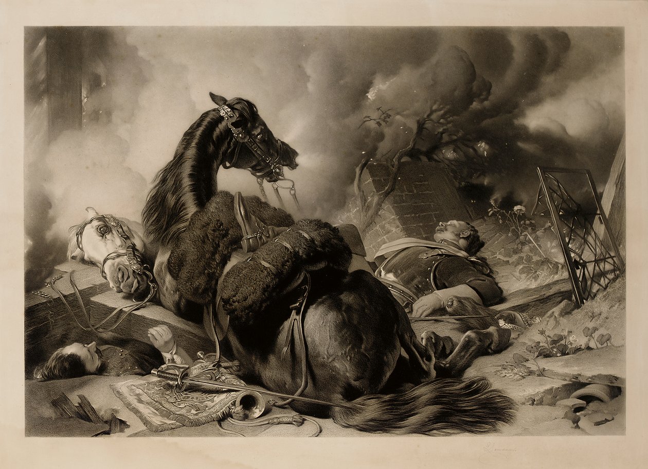 Zeit des Krieges und Zeit des Friedens, Gravur von Thomas Lewis Atkinson von Edwin (after) Landseer